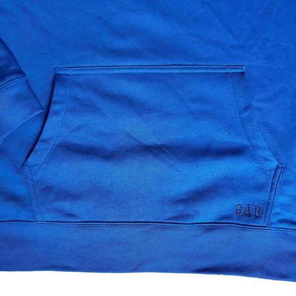 New GAP Fleece Hooded Sweatshirt Men XXL Blue Y2K Classic Skater Hoodie Normcore - Picture 3 of 14